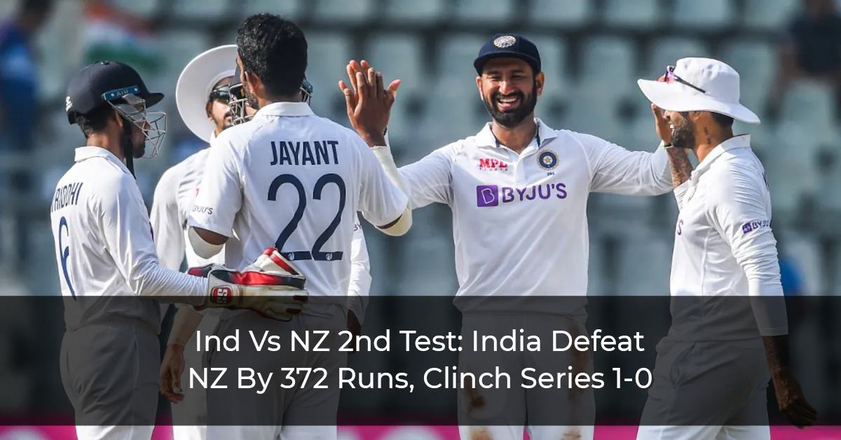India Registers Colossal Win Against New Zealand in 2nd Test, Win Series 1-0